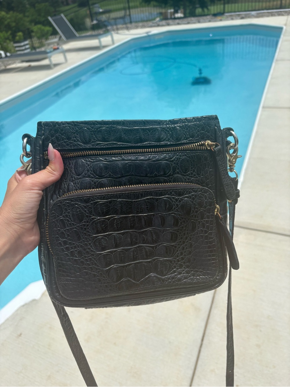 Brahmin Croc-Embossed Crossbody Bag